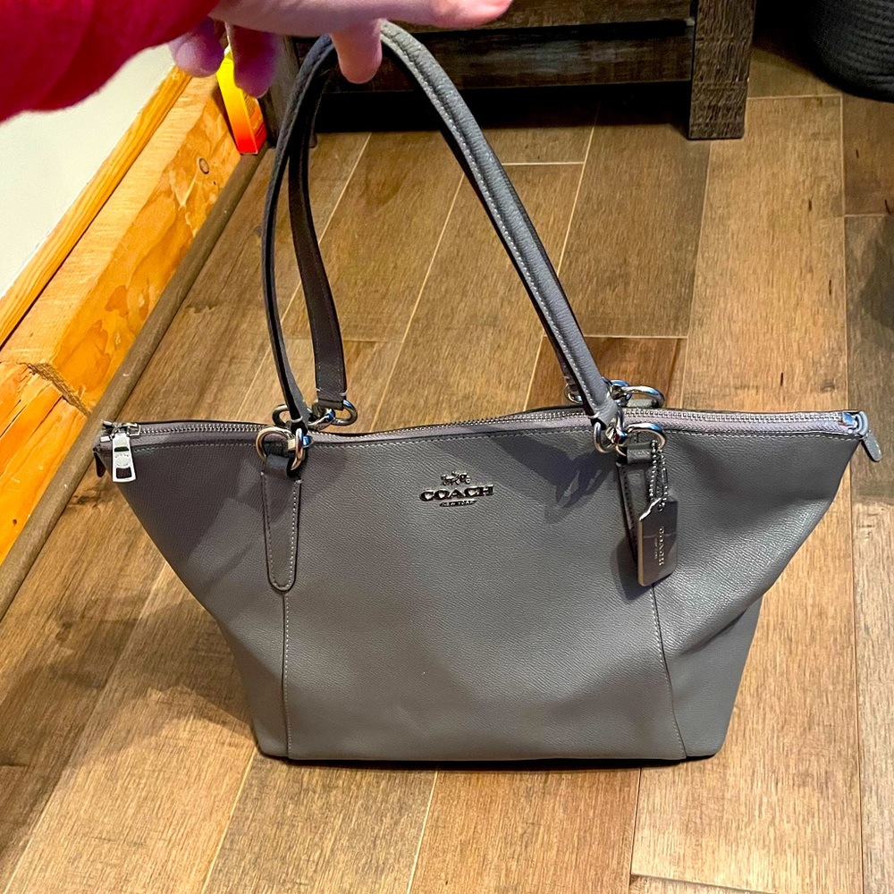 Coach Zip Top Tote Gray